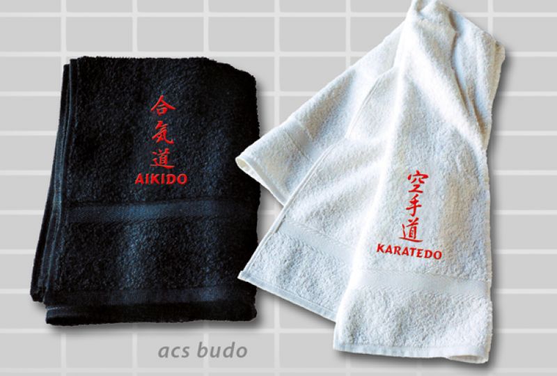 Hand-/Duschtuch/Set mit Bestickung Kanji mit Schrift
